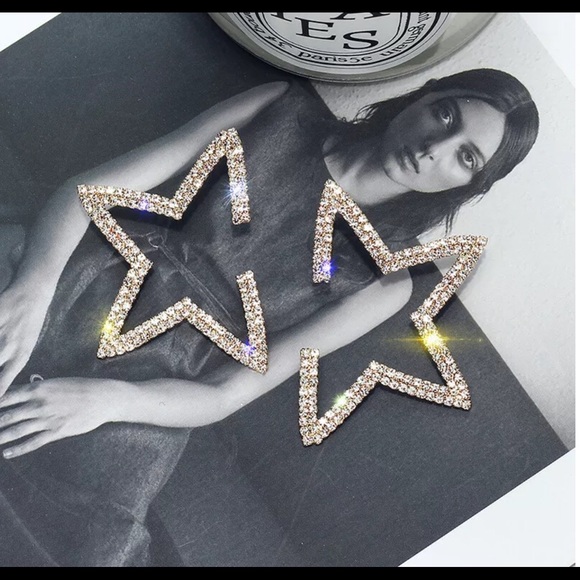 Yellow Gold Plated Star Sapphire Fashion Earrings - Picture 3 of 4